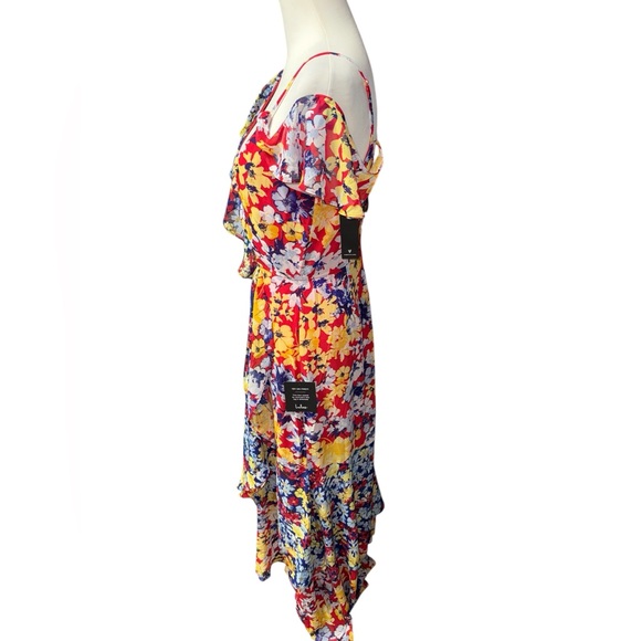 Lulus Radiant Ruby Red Floral Print Chiffon Maxi Dress sz Medium new nwt - Picture 7 of 16